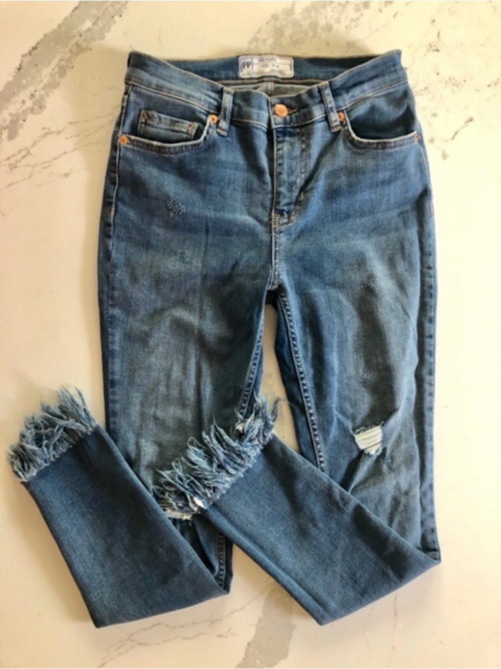Free People Frayed Heights Distressed Skinny Jeans size 26